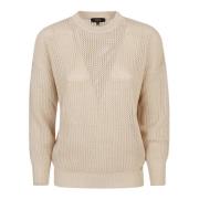 Beige Heklet Crew-neck Sweater