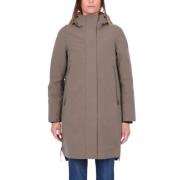 Lang Parka med Avtagbar Hette, Beige