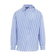 Blå Silke Stripet Skjorte Ss24