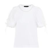 Hvit Puff Erme Boxy T-Skjorte