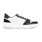 Svarte Skinn Sneakers med Hvite Detaljer