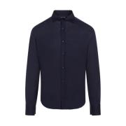 Blå Silke Bomull T-skjorte Klassisk Stil
