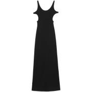 Ribbet Jersey Maxi Kjole med Cut-Out