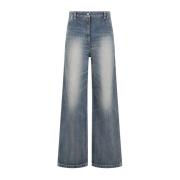 Blå Denim Wide Leg Bukser