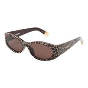 Leopard-Print Oval-Frame Solbriller