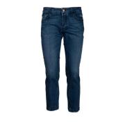 Kort Denim Jeans med Metalllogoer