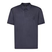 Blå Ull Polo Skjorte Kort Erme