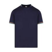 Marineblå Stripet Bomull T-skjorte