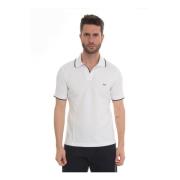 Logo Polo Shirt Teksturert Stoff Kontrast Piping