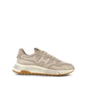 Flate Beige Skinn Sneakers