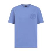 Blå Blomster Crew-neck T-skjorte