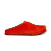 Oransje Skinn Sandaler Slip-On Stil