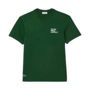 Bomull Piqué T-skjorte med Bak Slogan (Grønn)