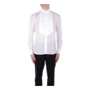 Hvit Skjorte med Knappelukking og Plissedetaljer