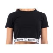 Svart Logo Band Crop T-skjorte