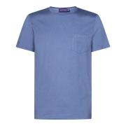 Klar Blå Bomull Jersey T-skjorte