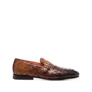 Brun Skinn Loafers Flettet Design