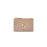 Beige Lam Zip-lommebok med Emblem