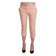 Rosa Skinny Capri Bukser med Lav Midje