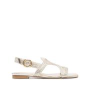 Flat Sandal i Lys Gull