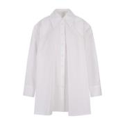 Hvit Oversized Skjorte med Lange Ermer