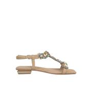 Flat sandal med rhinestones