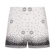 Hvite Silke Polka Dot Shorts