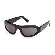 Stilige solbriller svart glans Wraparound