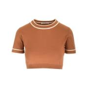 Brun Skinn Cropped Genser