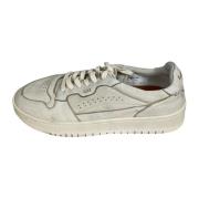 Stone-Washed Skinn Sneaker i Hvit