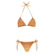 Oransje Trekantet Bikini med Studs Mønster