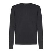 Sort Crew-Neck Bomullssweatshirt