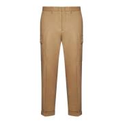 Beige Ullbukser Kort Tapered