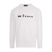 Hvit Crew Neck Sweatshirt Logo Elastiske