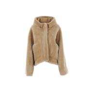 Beige Shearling Bomberjakke