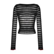 Multifarget Sheer Stripe Casual Sweatshirt