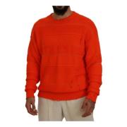 Oransje Strikket Crew Neck Sweater