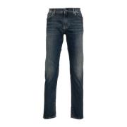 Slim Logo Plate Jeans Stone Washed