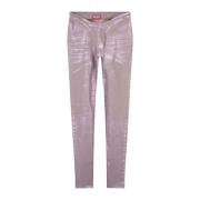 Rosa Skinny Jeans med Unikt Design