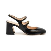 Svart Patent Skinn Slingback Sko