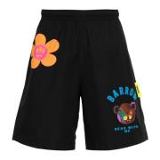 Sort Blomster Bermuda Shorts