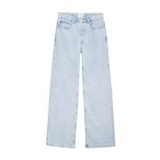 Vintage Bleached Blue Jeans z wysokim stanem