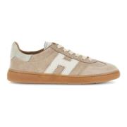 Beige Suede Low-Top Sneakers for Kvinner