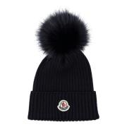 Navy Pom-Pom Beanie Hat