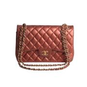 Pre-owned Burgunder skinn Chanel klaff veske