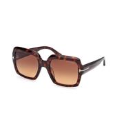 Elegante firkantede solbriller med brun gradientlinse