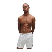 Beige Micro-Print Badeshorts med Logo