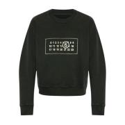 Svart Tall Motiv Crew Neck Genser