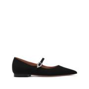 Svart Krystall Spenne Ballerina Flats