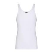 Ribbet Tank Top Hvit